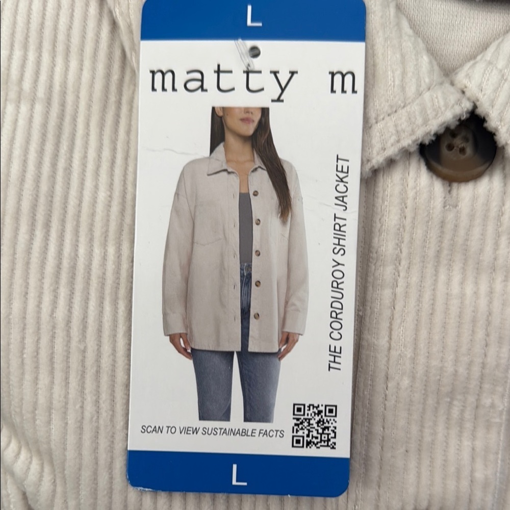 Matty M Cream Utility Jacket Relaxed Fit Size Large. XX